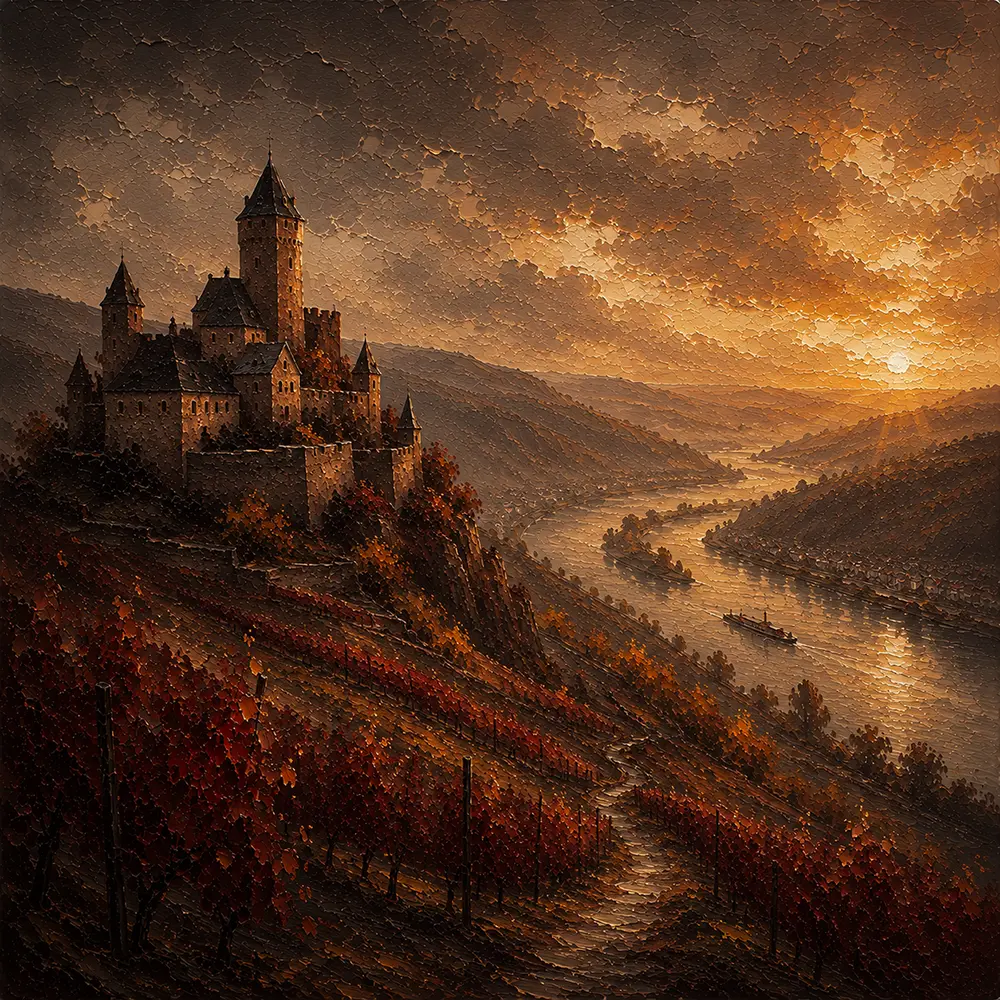 Rhine Study Rhine Valley Wall Art Rhine Wine Art Print