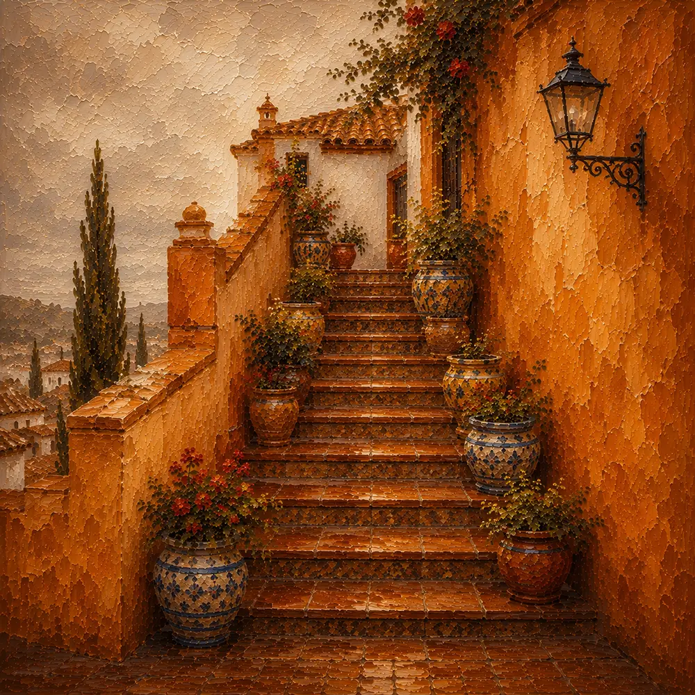 Andalusian Emblem Andalusian Wall Art Andalusian Ochre Art Print