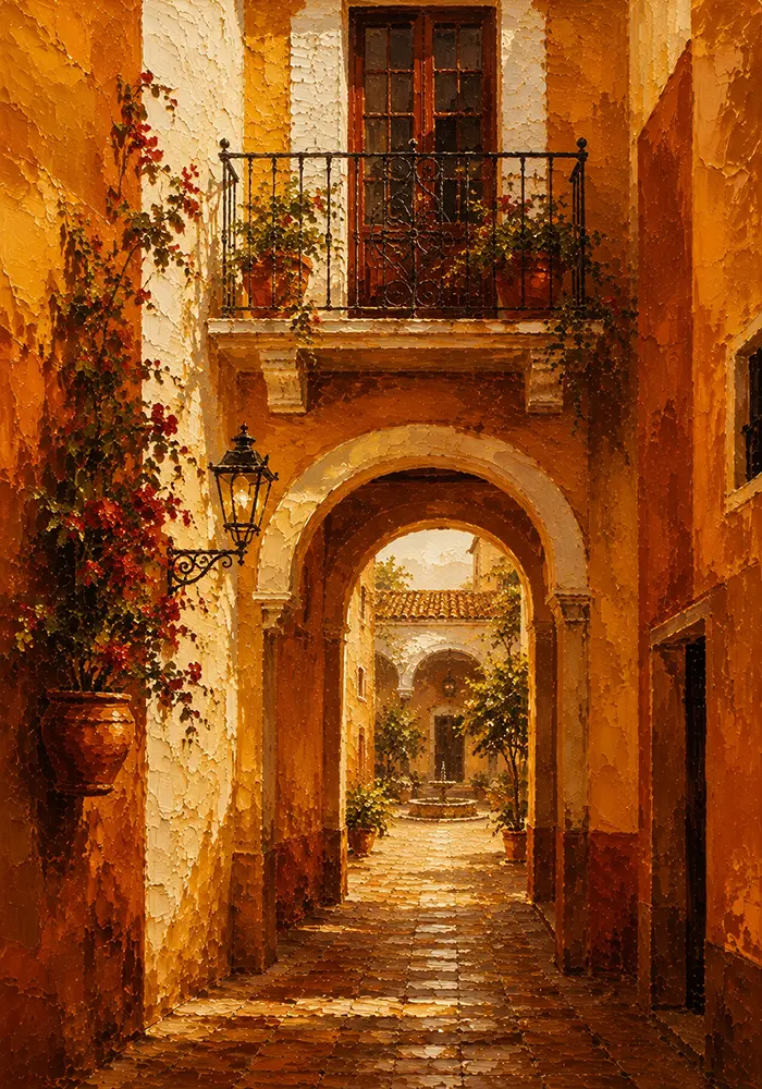 Andalusian Threshold Andalusian Wall Art Andalusian Ochre Art Print