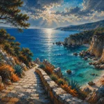 Costa Coral Costa Brava Wall Art featuring stone path descending toward transparent water for refined interiors