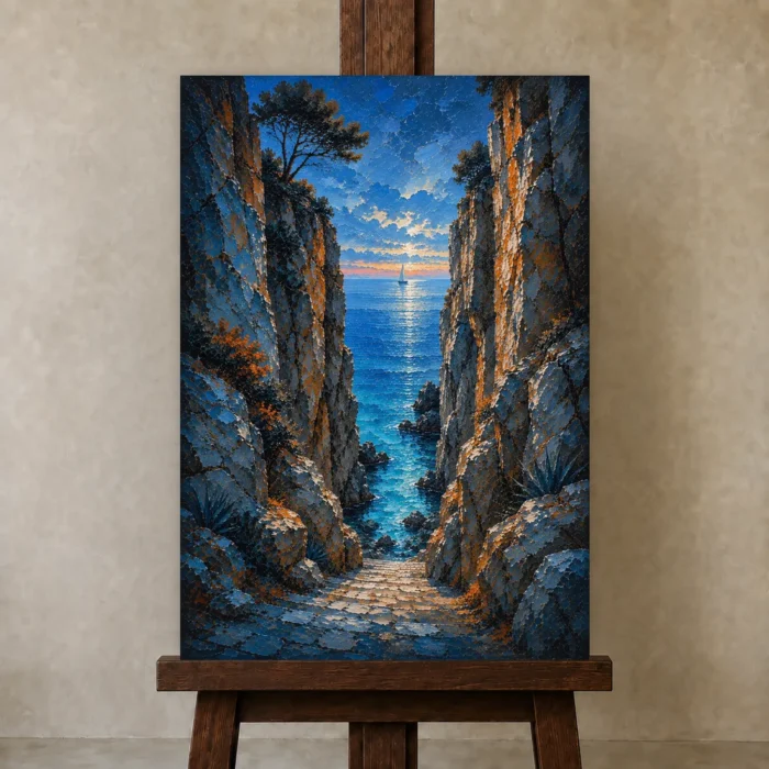 Premium Wall Art Dikey Html Edition – CP-IB-CB-V-004 displayed on a studio easel