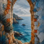 Costa Coral Costa Brava Wall Art featuring weathered seaside arch opening onto the horizon for refined interiors