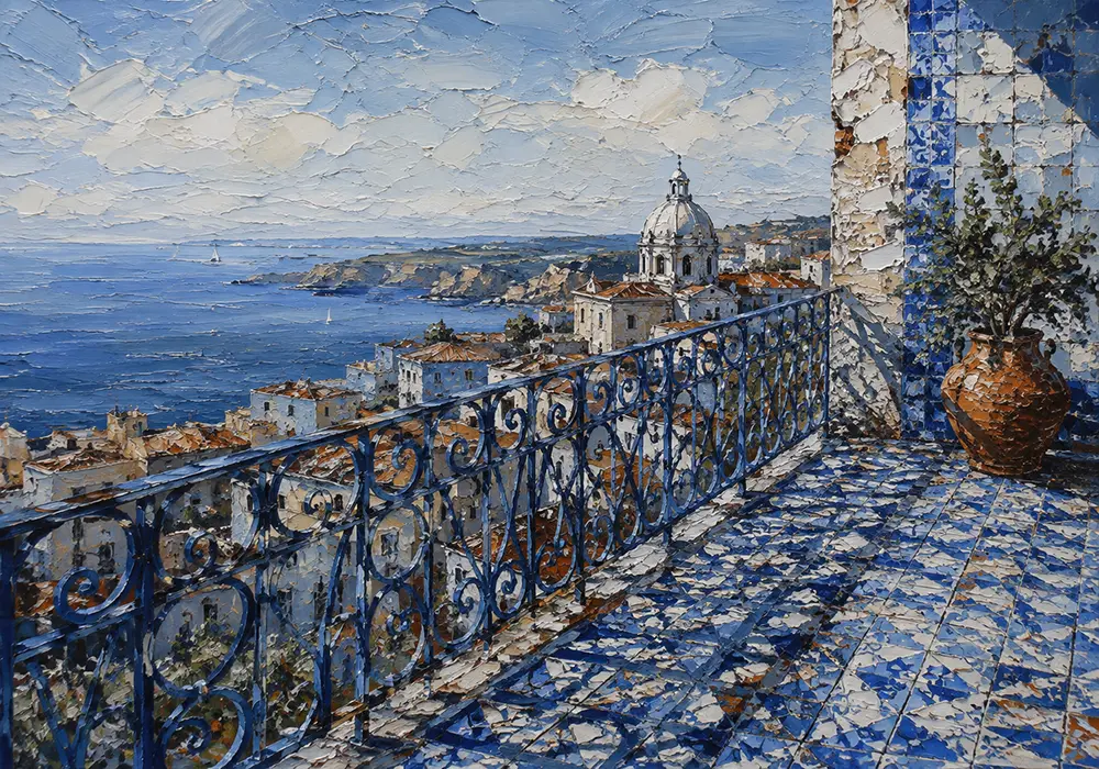 Lisbon Expanse Lisbon Wall Art Azulejo Blue Art Print