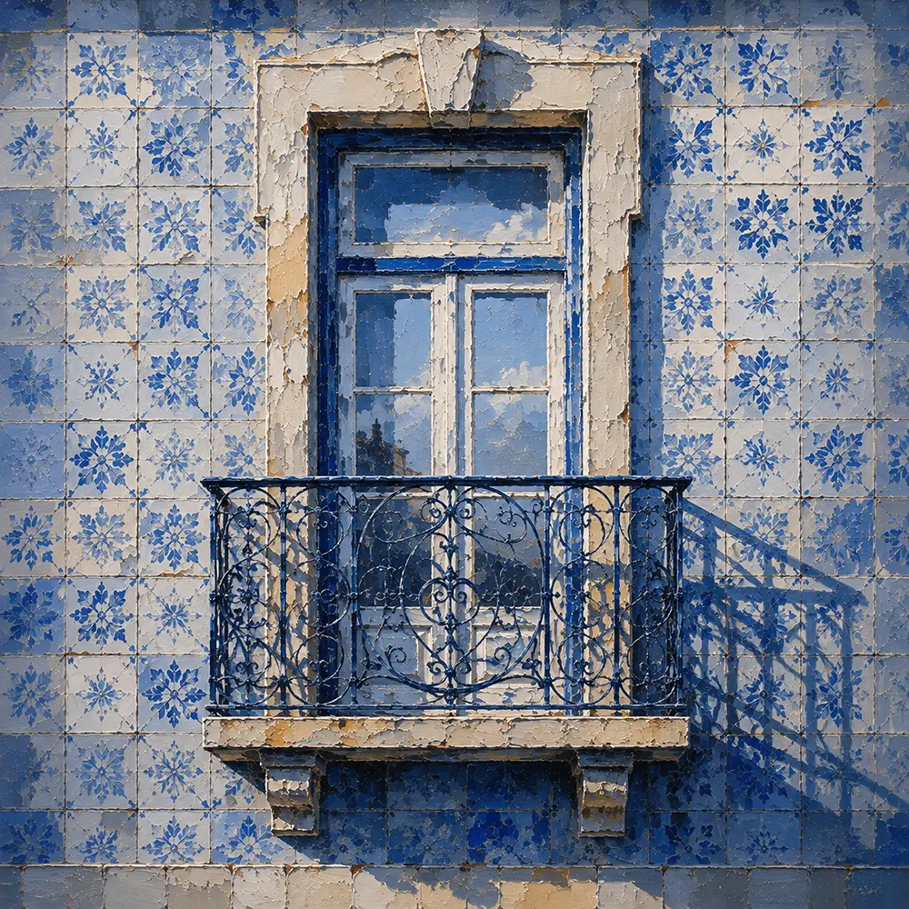 Lisbon Emblem Lisbon Wall Art Azulejo Blue Art Print