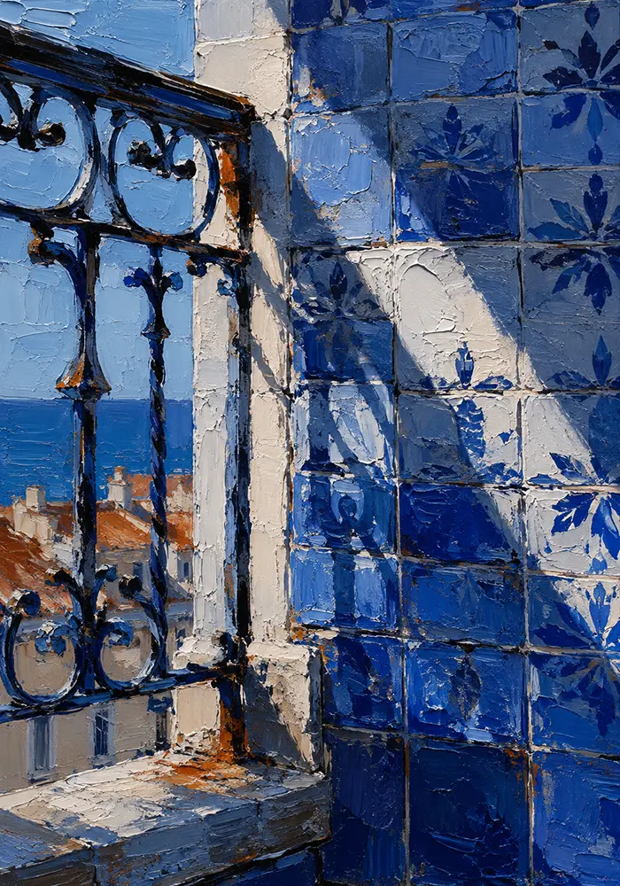 Lisbon Reliquary Lisbon Wall Art Azulejo Blue Art Print