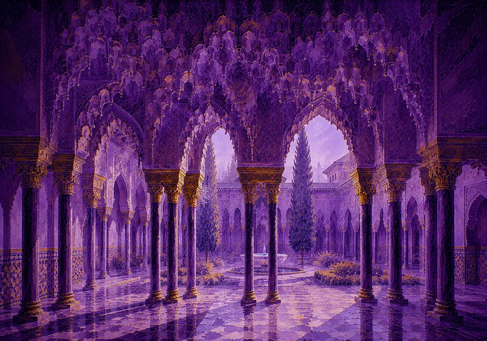 Moorish Procession Moorish Architecture Wall Art Moorish Plum Art Print