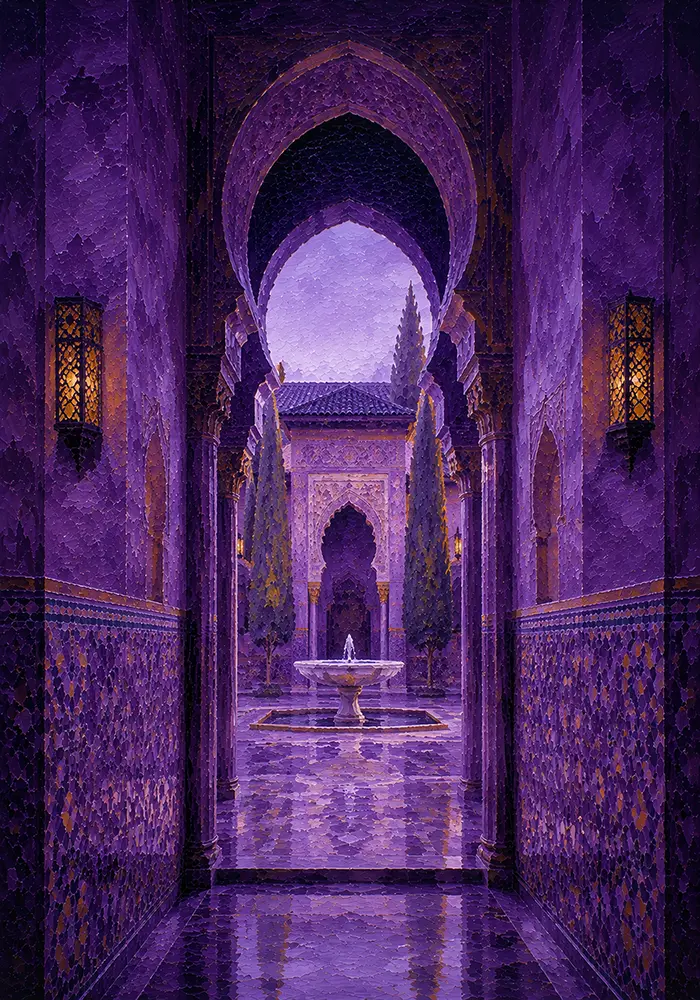 Moorish Passage Moorish Architecture Wall Art Moorish Plum Art Print