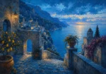 Amalfi Azure Amalfi Coast Wall Art featuring stone stairway opening onto a brilliant horizon for refined interiors