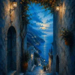 Amalfi Azure Amalfi Coast Wall Art featuring stone stairway opening onto a brilliant horizon for refined interiors