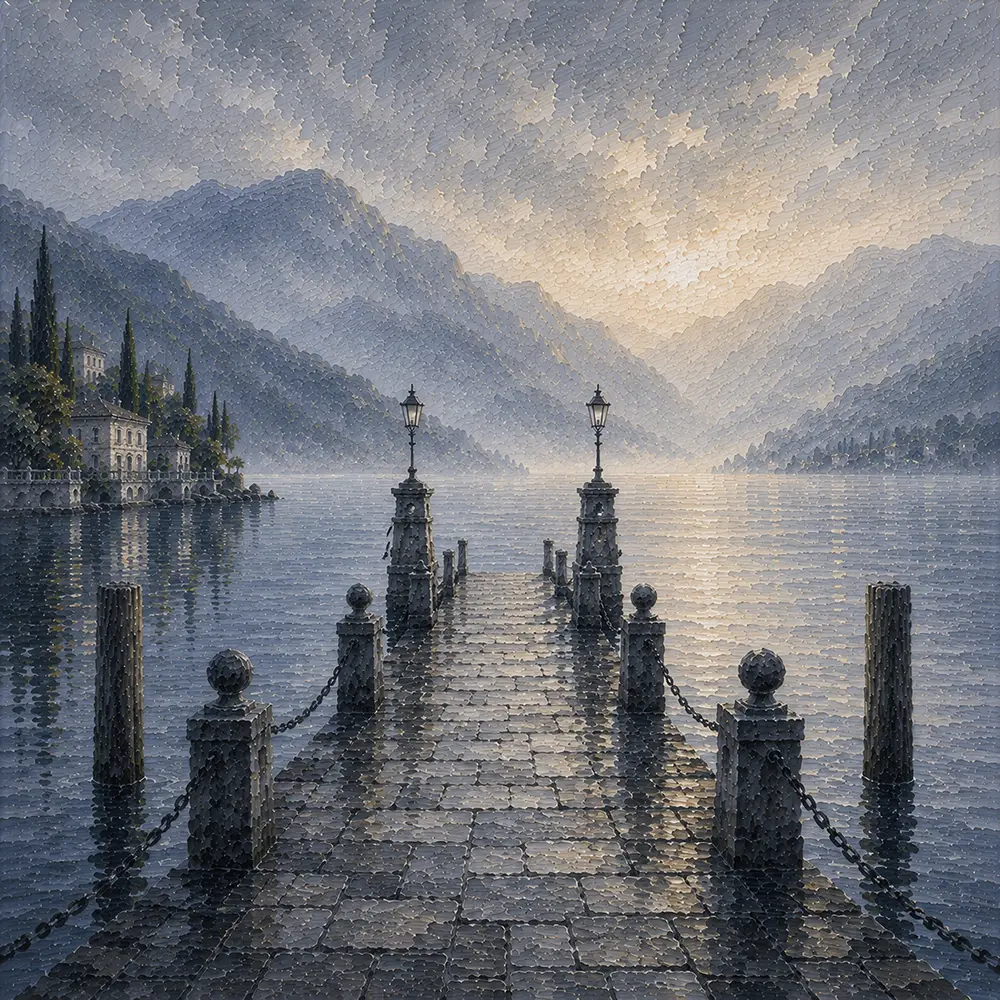 Como Stillness Lake Como Wall Art Como Mist Art Print