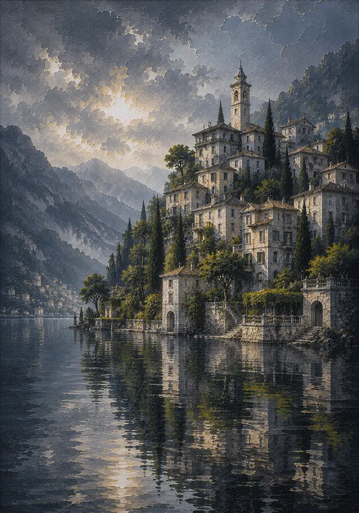 Como Spire Lake Como Wall Art Como Mist Art Print
