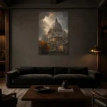 Premium Wall Art Dikey Html Edition – CP-IT-RG-V-003 shown in a warm modern interior