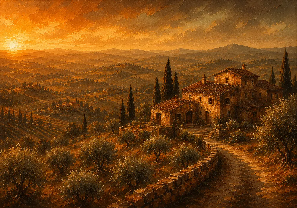 Tuscan Procession Tuscany Wall Art Tuscan Umber Art Print