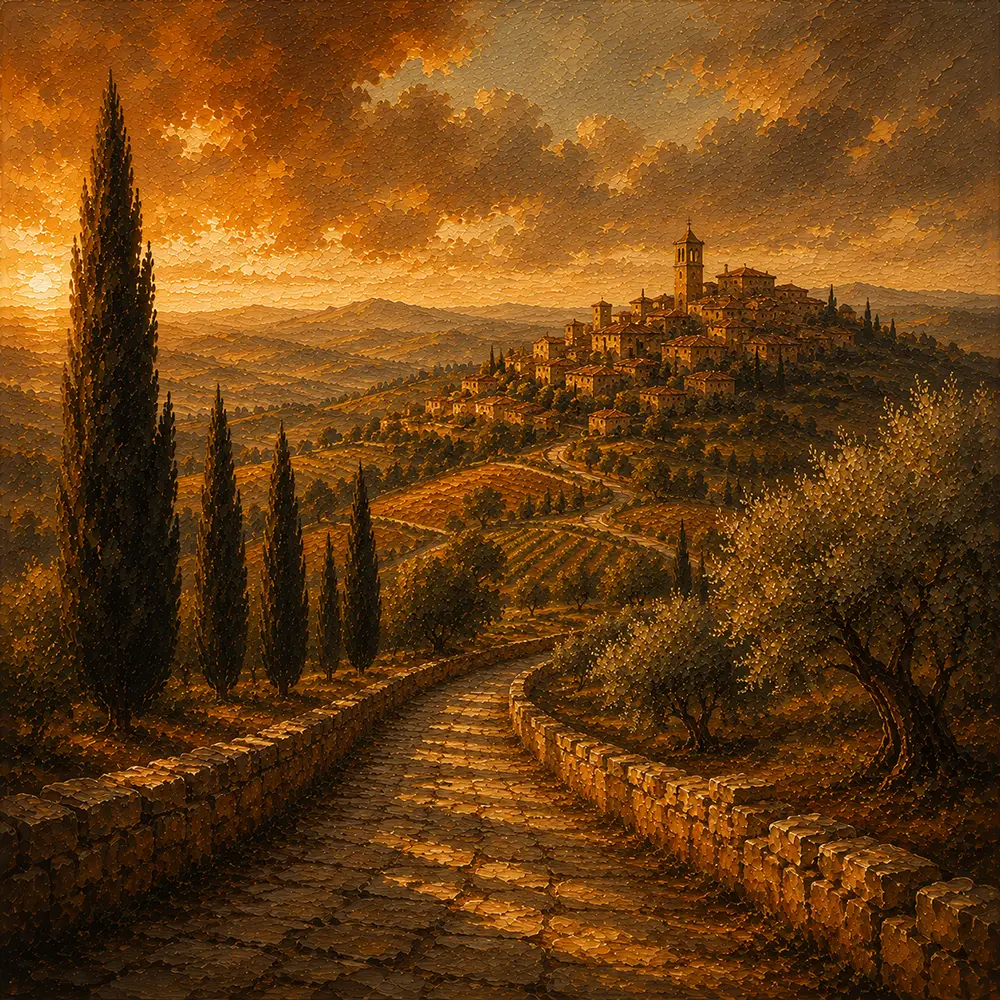 Tuscan Study Tuscany Wall Art Tuscan Umber Art Print