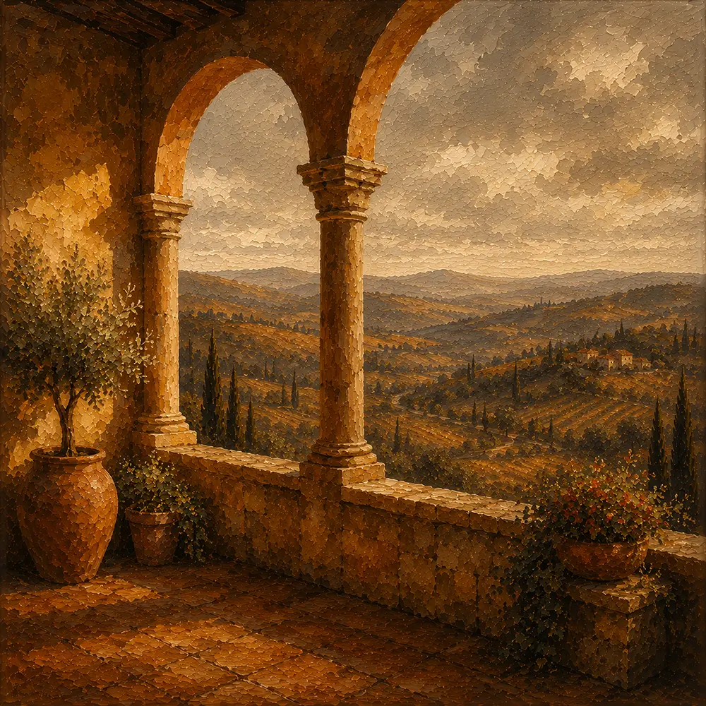 Tuscan Emblem Tuscany Wall Art Tuscan Umber Art Print