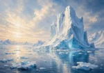 Arctic Pearl Arctic Wall Art featuring sculptural iceberg rising from pale blue water for refined interiors