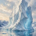 Arctic Pearl Arctic Wall Art featuring sculptural iceberg rising from pale blue water for refined interiors