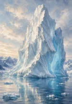 Arctic Pearl Arctic Wall Art featuring sculptural iceberg rising from pale blue water for refined interiors