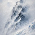 Arctic Pearl Arctic Wall Art featuring distant polar mountain veiled by blowing snow for refined interiors