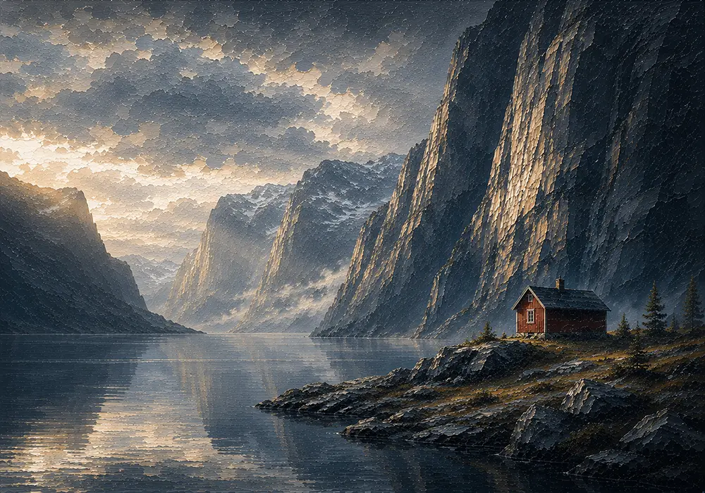 Fjord Horizon Norwegian Fjord Wall Art Fjord Slate Art Print