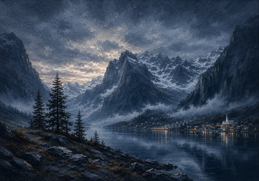 Fjord Reverie Norwegian Fjord Wall Art Fjord Slate Art Print