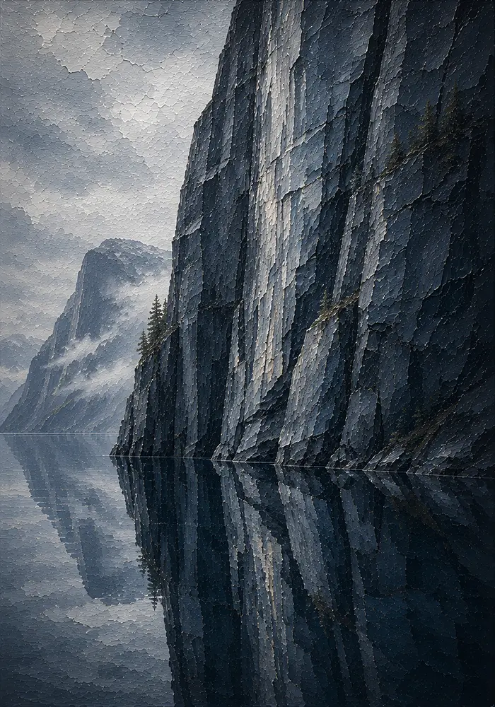 Fjord Reliquary Norwegian Fjord Wall Art Fjord Slate Art Print