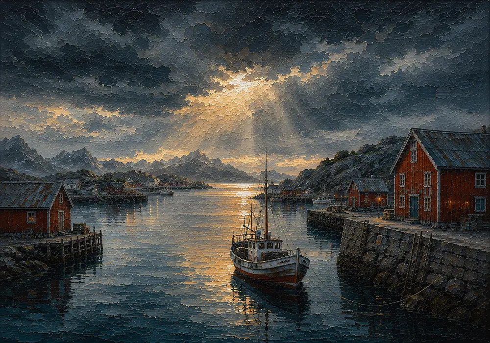 Harbor Chronicle Nordic Coastal Wall Art Harbor Rust Art Print