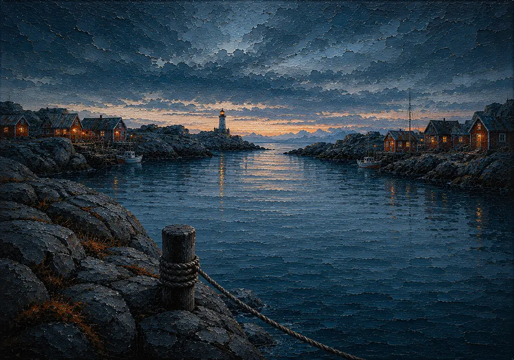 Harbor Reverie Nordic Coastal Wall Art Harbor Rust Art Print