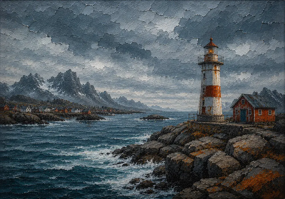 Harbor Expanse Nordic Coastal Wall Art Harbor Rust Art Print