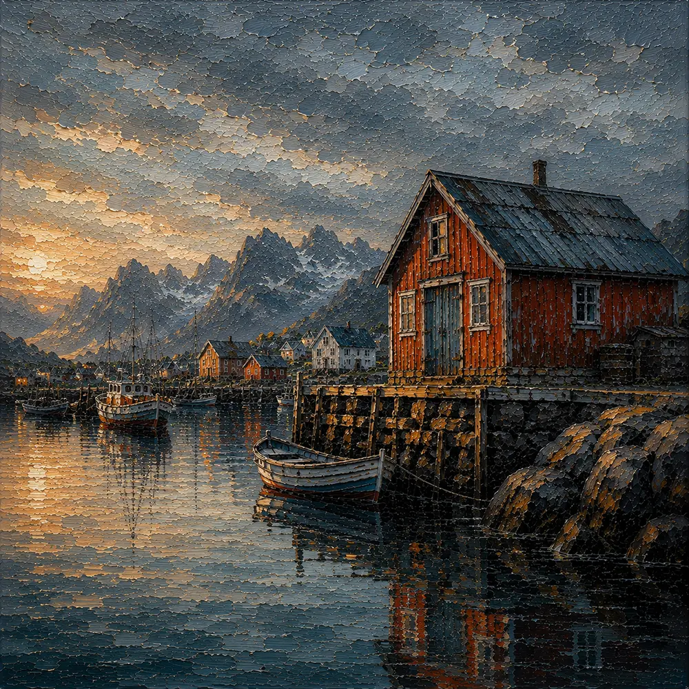 Harbor Study Nordic Coastal Wall Art Harbor Rust Art Print