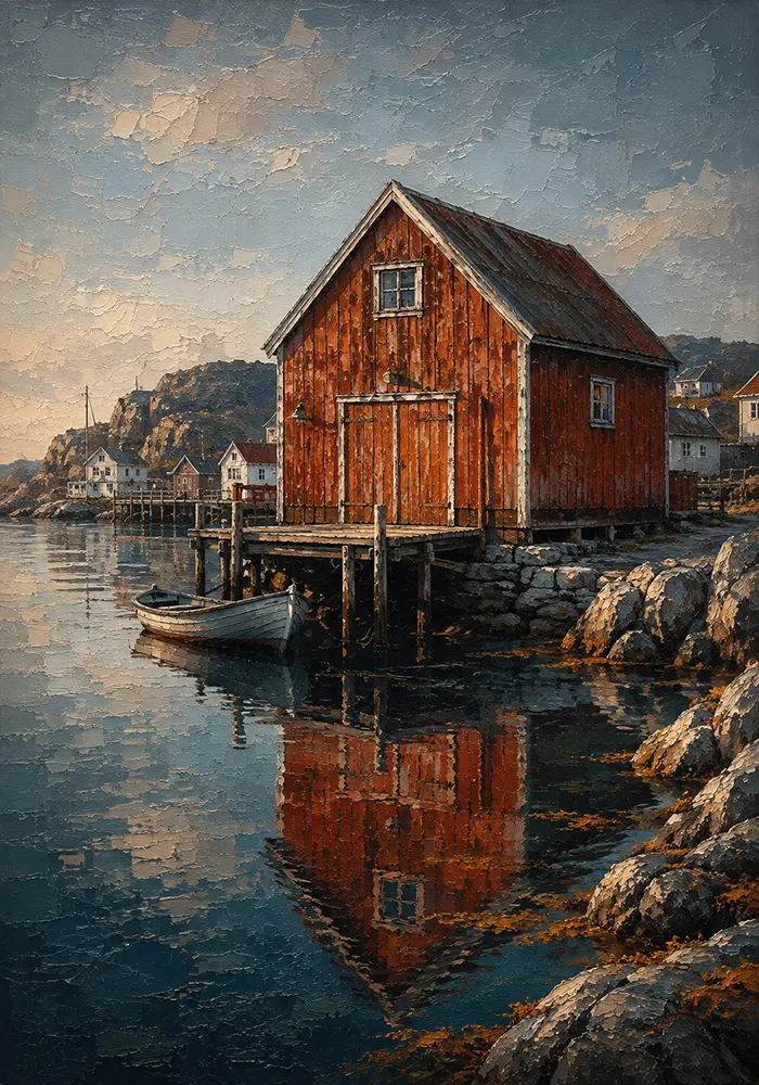 Harbor Sentinel Nordic Coastal Wall Art Harbor Rust Art Print