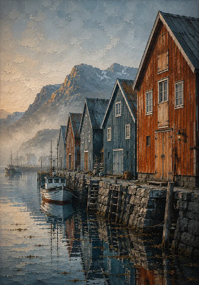 Harbor Threshold Nordic Coastal Wall Art Harbor Rust Art Print