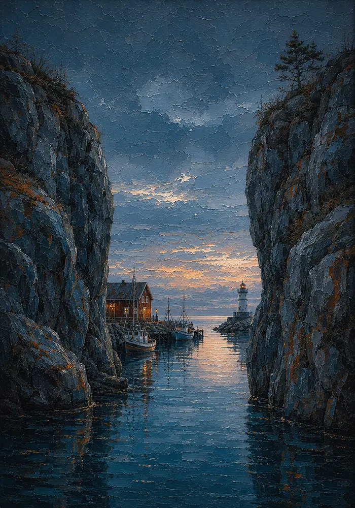 Harbor Passage Nordic Coastal Wall Art Harbor Rust Art Print