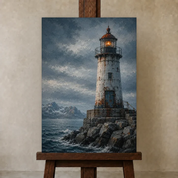 Premium Wall Art Dikey Html Edition – CP-NO-NH-V-005 displayed on a studio easel