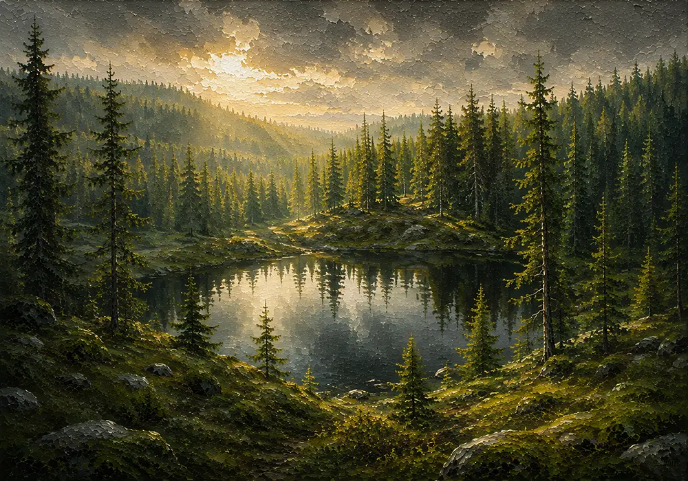 Forest Chronicle Scandinavian Forest Wall Art Pine Moss Art Print