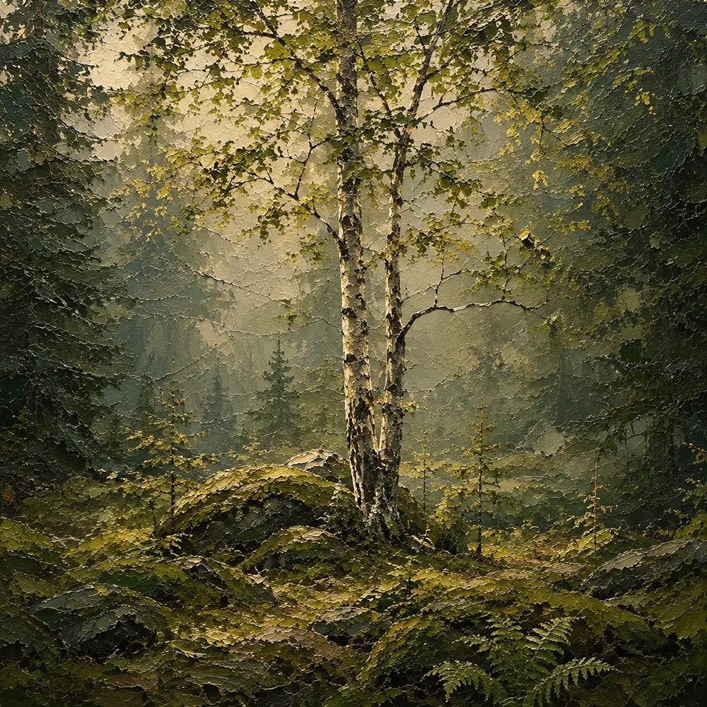 Forest Emblem Scandinavian Forest Wall Art Pine Moss Art Print
