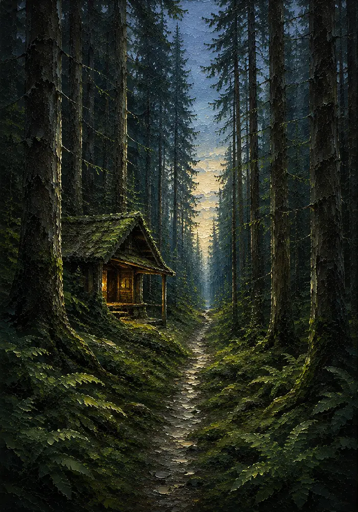Forest Passage Scandinavian Forest Wall Art Pine Moss Art Print