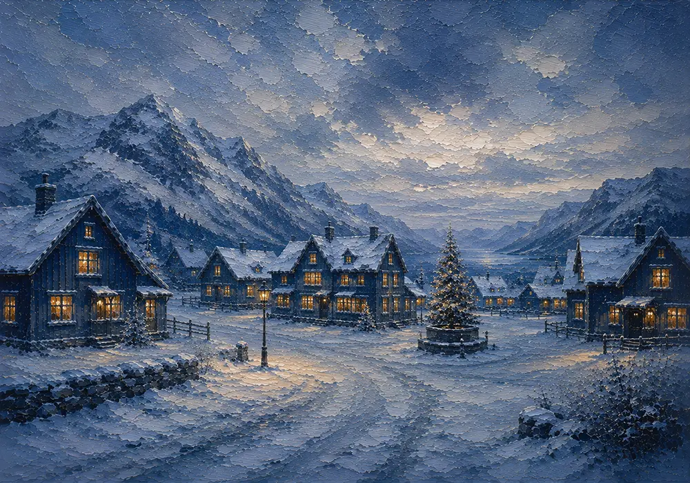 Snowbound Expanse Scandinavian Winter Wall Art Snowbound Blue Art Print