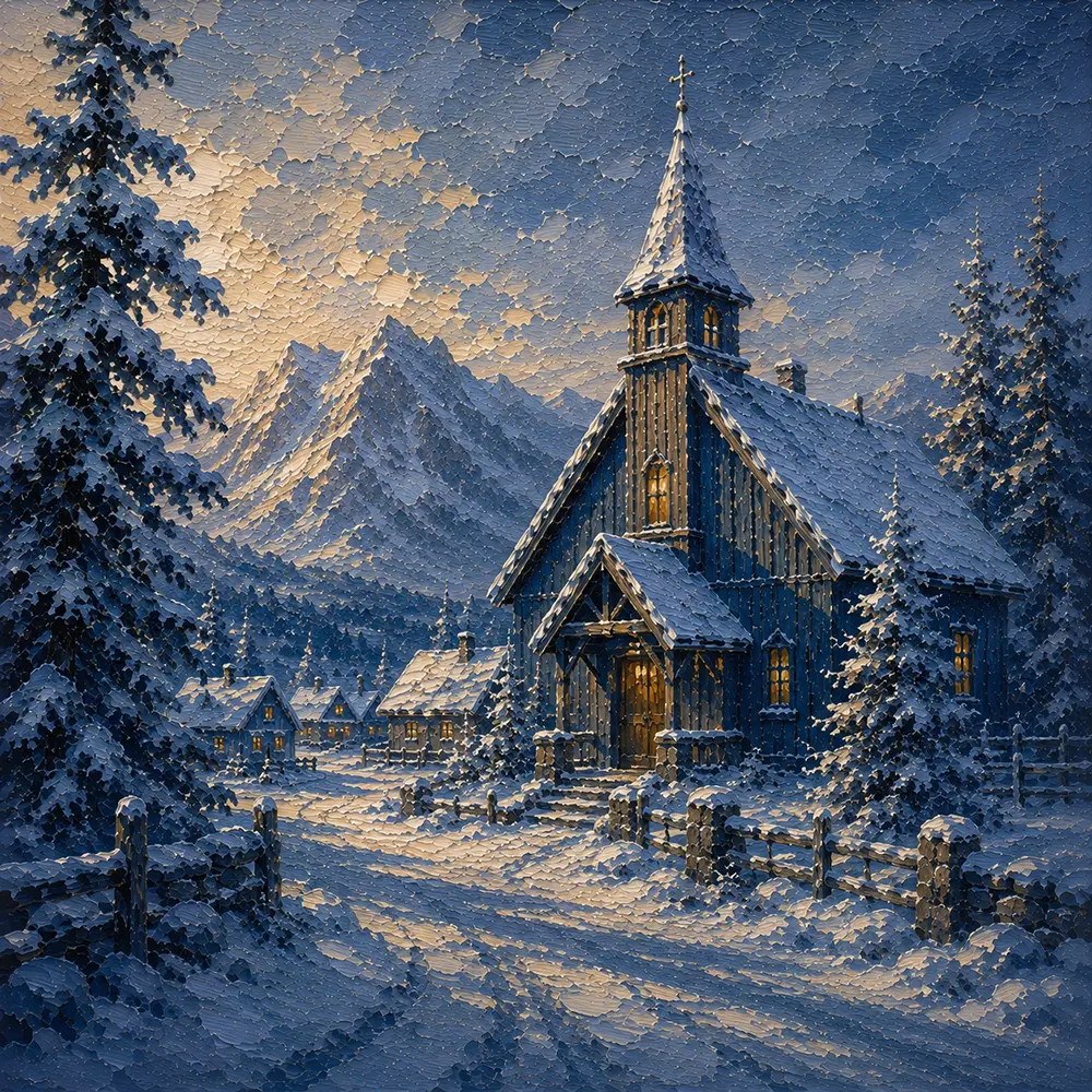 Snowbound Study Scandinavian Winter Wall Art Snowbound Blue Art Print