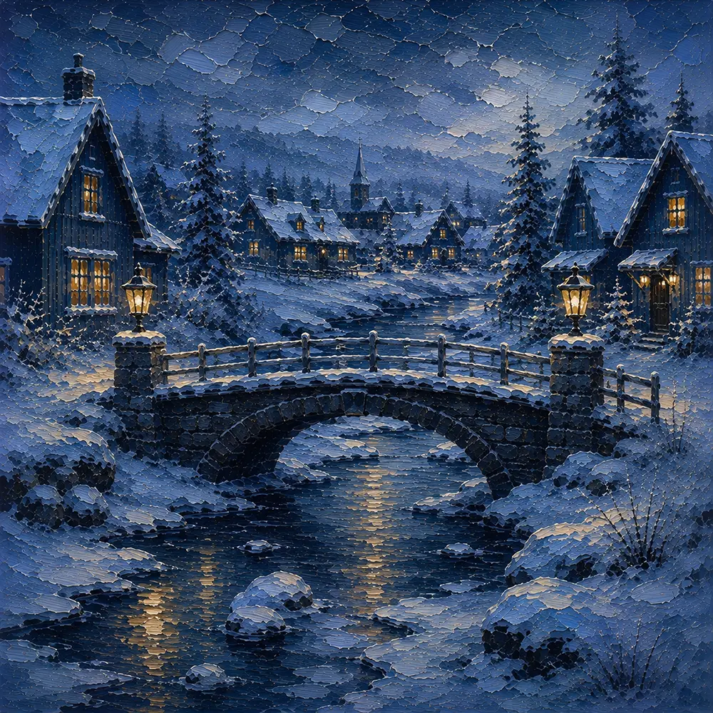Snowbound Echo Scandinavian Winter Wall Art Snowbound Blue Art Print