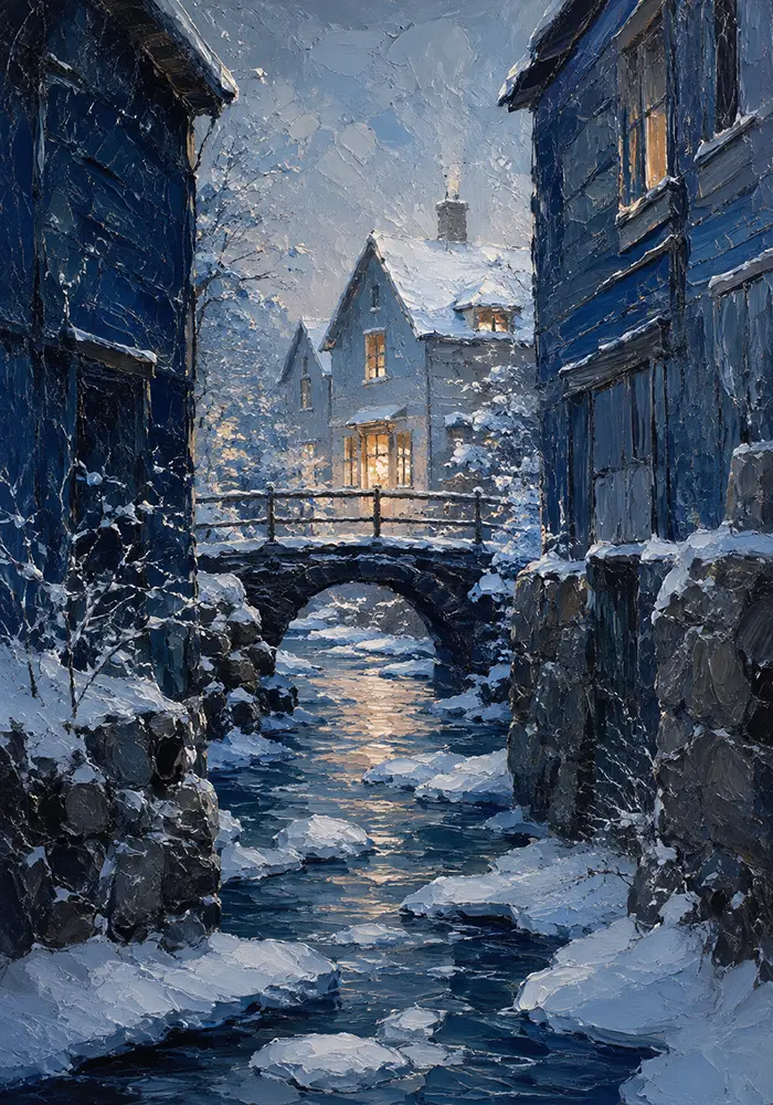 Snowbound Passage Scandinavian Winter Wall Art Snowbound Blue Art Print