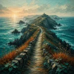 Cornish Tide Cornwall Wall Art featuring narrow cliff path leading toward a distant headland for refined interiors