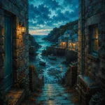 Cornish Tide Cornwall Wall Art featuring sheltered fishing cove at low tide for refined interiors
