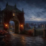Manor Merlot English Manor Wall Art featuring ivy-covered gatehouse opening onto parkland for refined interiors