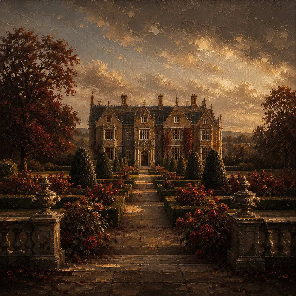 Manor Study English Manor Wall Art Manor Merlot Art Print