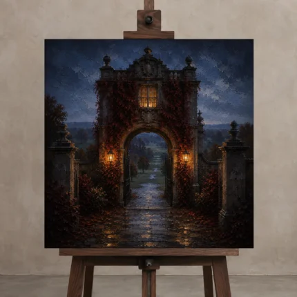 Premium Wall Art Kare Html Edition – CP-UK-EM-S-004 displayed on a studio easel
