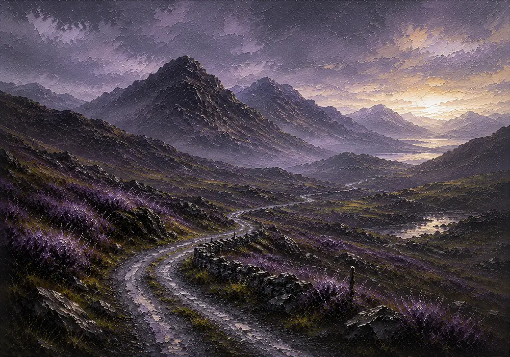 Highland Procession Scottish Highlands Wall Art Highland Heather Art Print