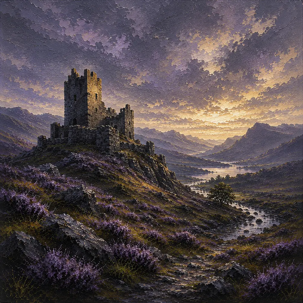 Highland Study Scottish Highlands Wall Art Highland Heather Art Print