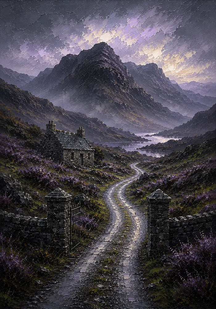 Highland Threshold Scottish Highlands Wall Art Highland Heather Art Print