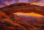 Desert Southwest Southwest Desert Wall Art featuring monumental sandstone arch above open desert for refined interiors